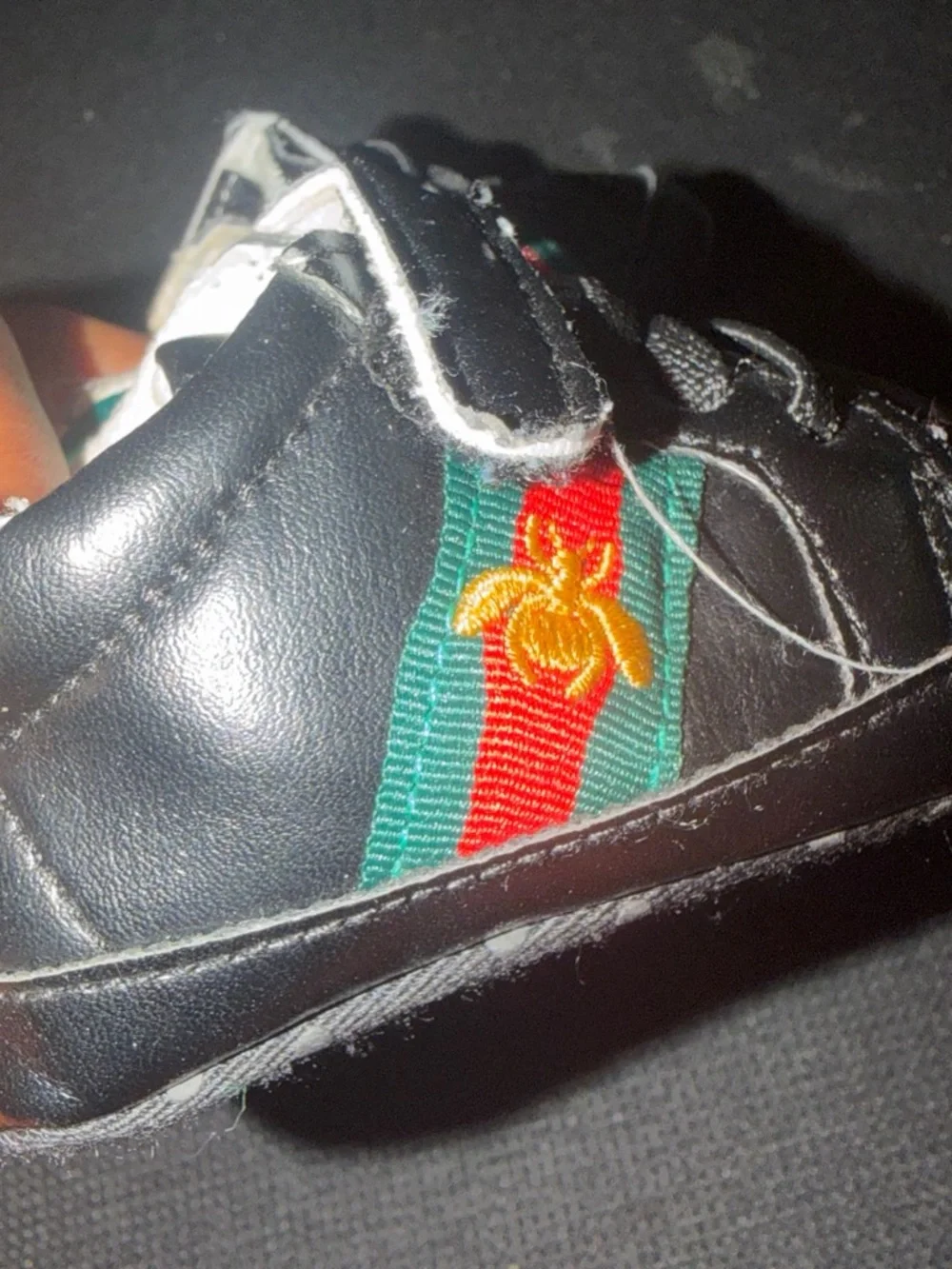 Black Kids Sneakers with Red & Green Stripe